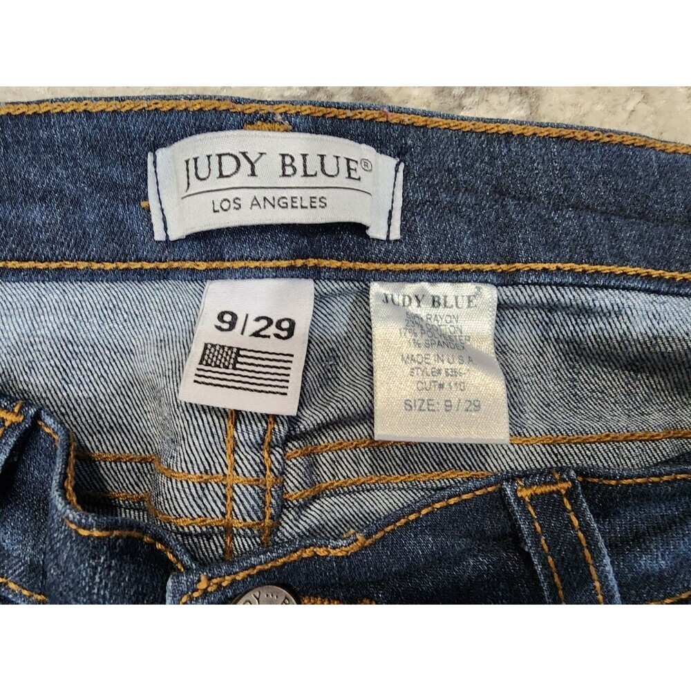 Judy Blue Womens Skinny Fit Jeans 8369-1 Blue Denim Frayed Hem 9/29 Boho Preppy - Picture 5 of 8